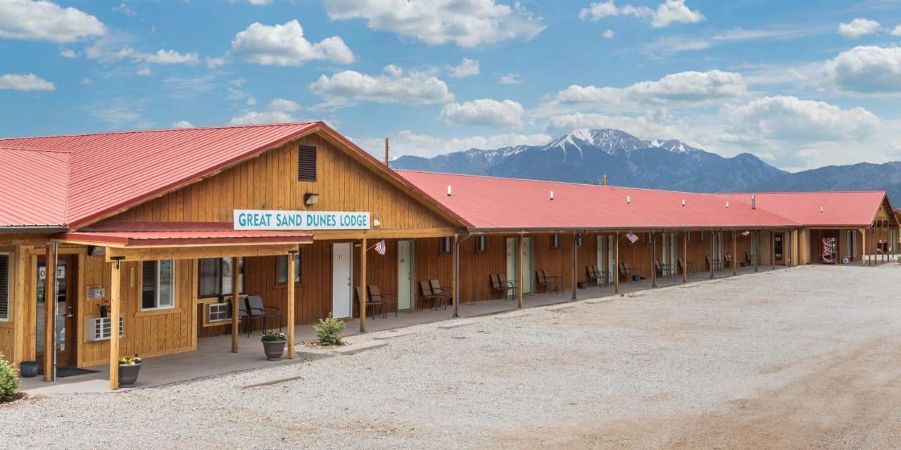 Exterior of the Great Sand Dunes Lodge in Mosca, Colorado