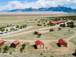 Aerial view of the Great Sand Dunes Oasis in Mosca, Colorado