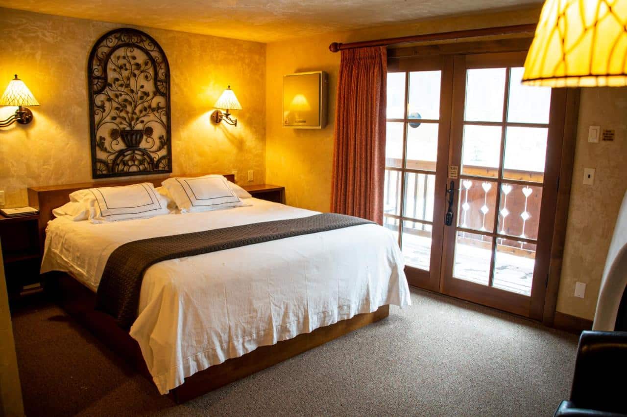 King bedroom at Hotel Chateau Chamonix in Georgetown, Colorado