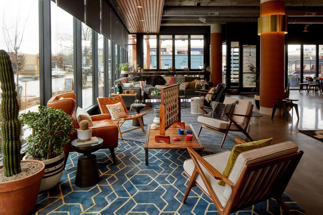 Connect Four game in the lobby at Moxy Denver Cherry Creek