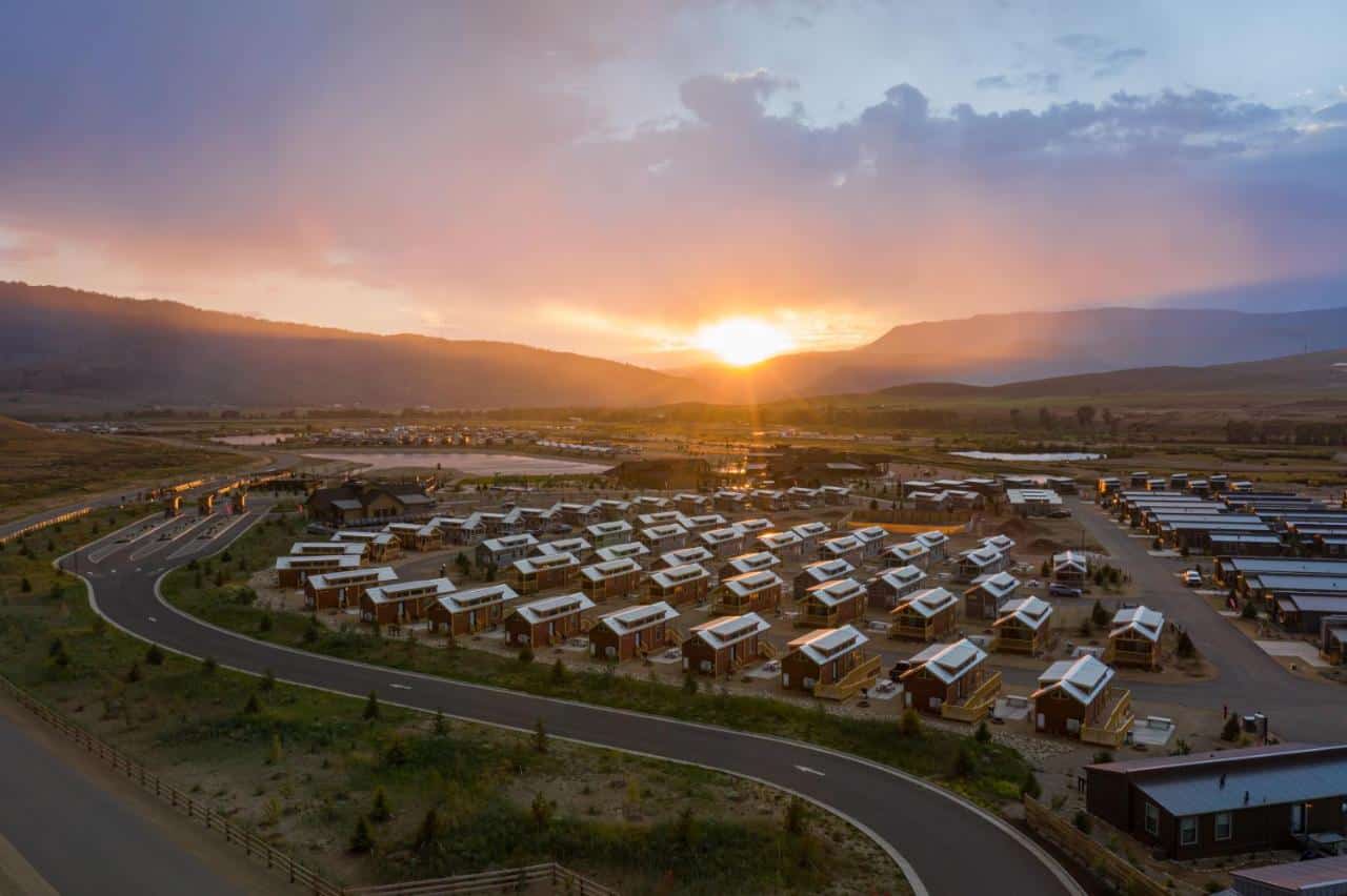 Aerial view of the lodging at Sun Outdoors Rocky Mountains