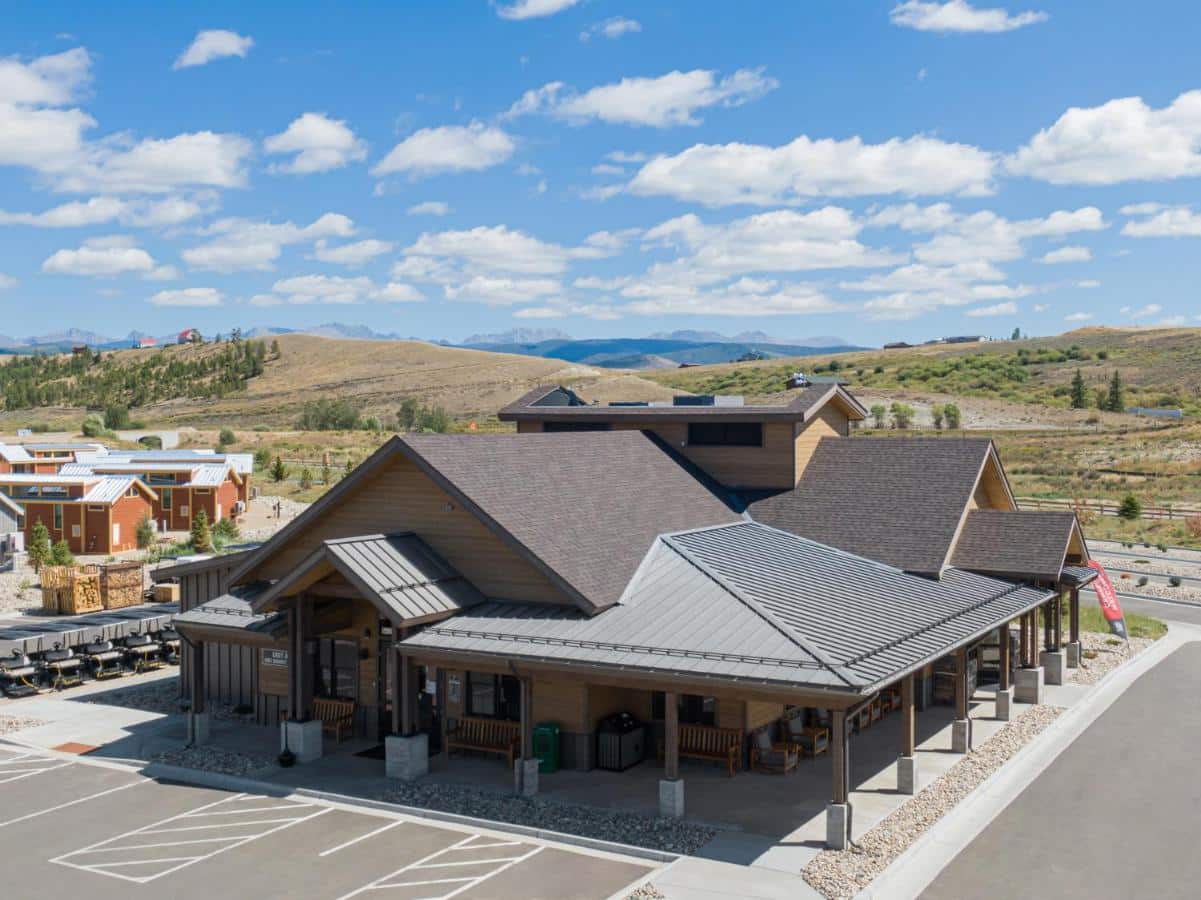 Overlooking the main building at Sun Outdoors Rocky Mountains in Granby, Colorado