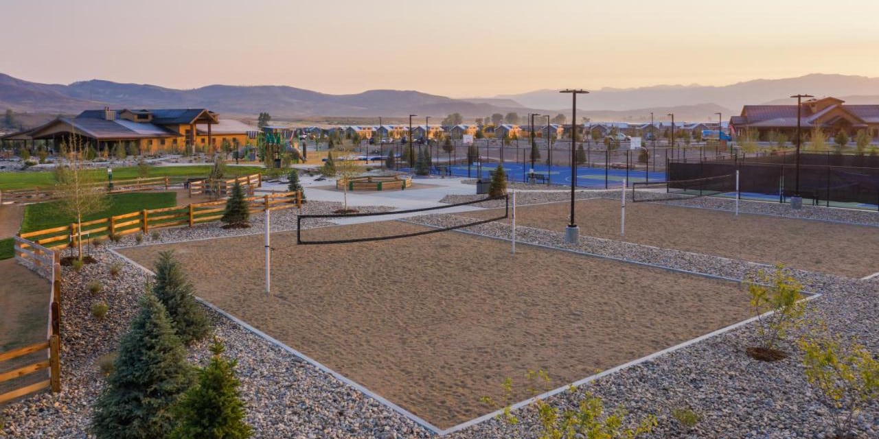 Sand volleyball court at Sun Outdoors Rocky Mountains in Granby, Colorado