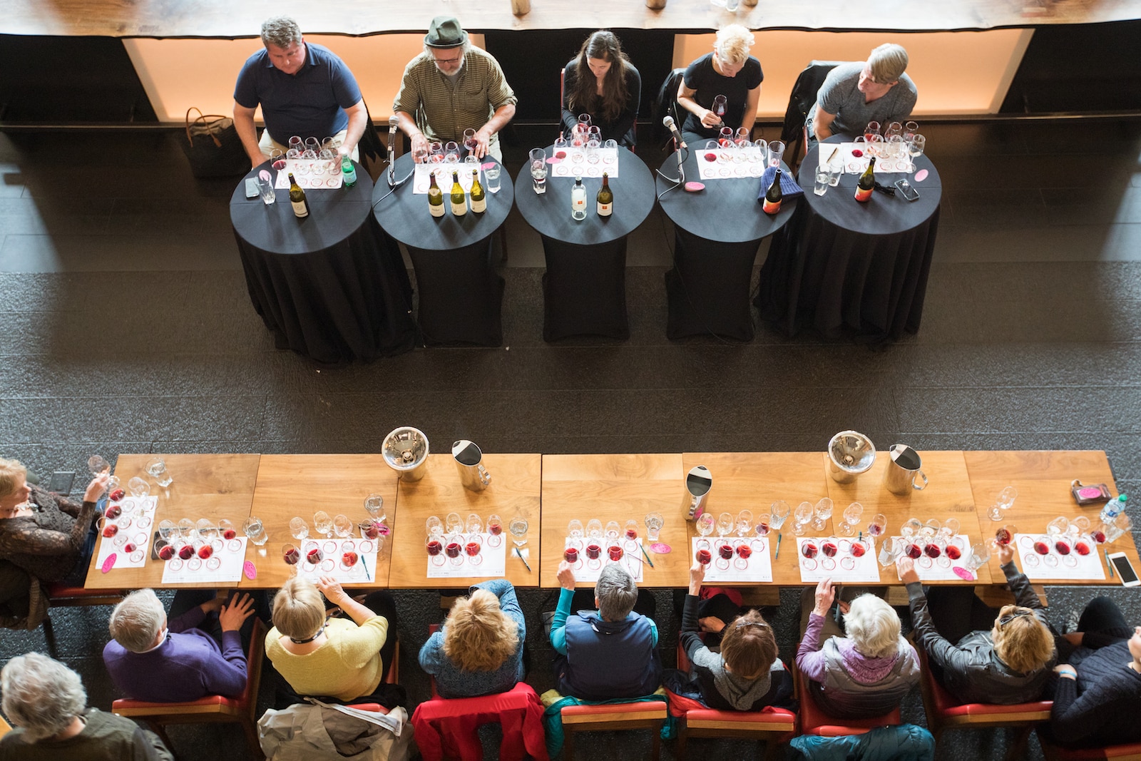 Aerial view of a Grenache tasting seminar at Taste of Vail