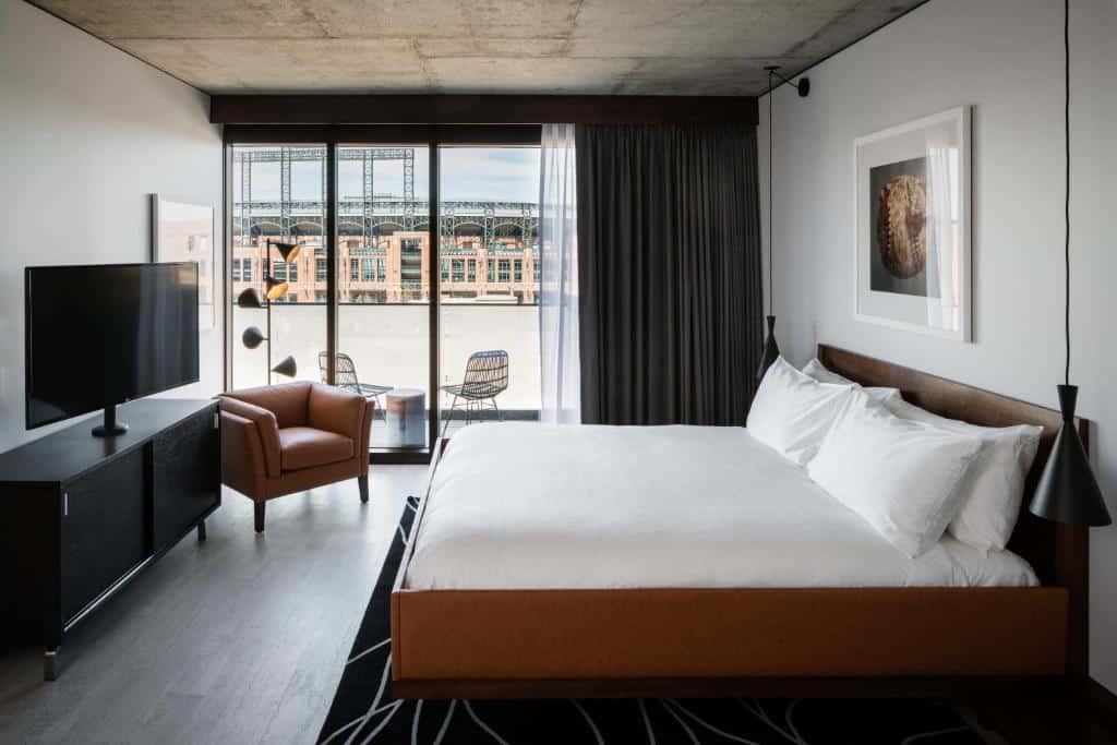 King room with view of Coors Field at The Maven Hotel at Dairy Block in Denver, Colorado