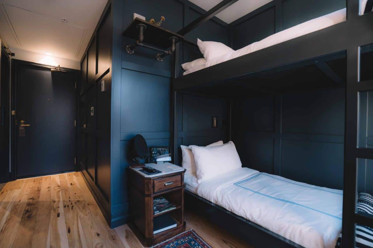 Room with bunkbeds at The Ramble Hotel in Denver, Colorado