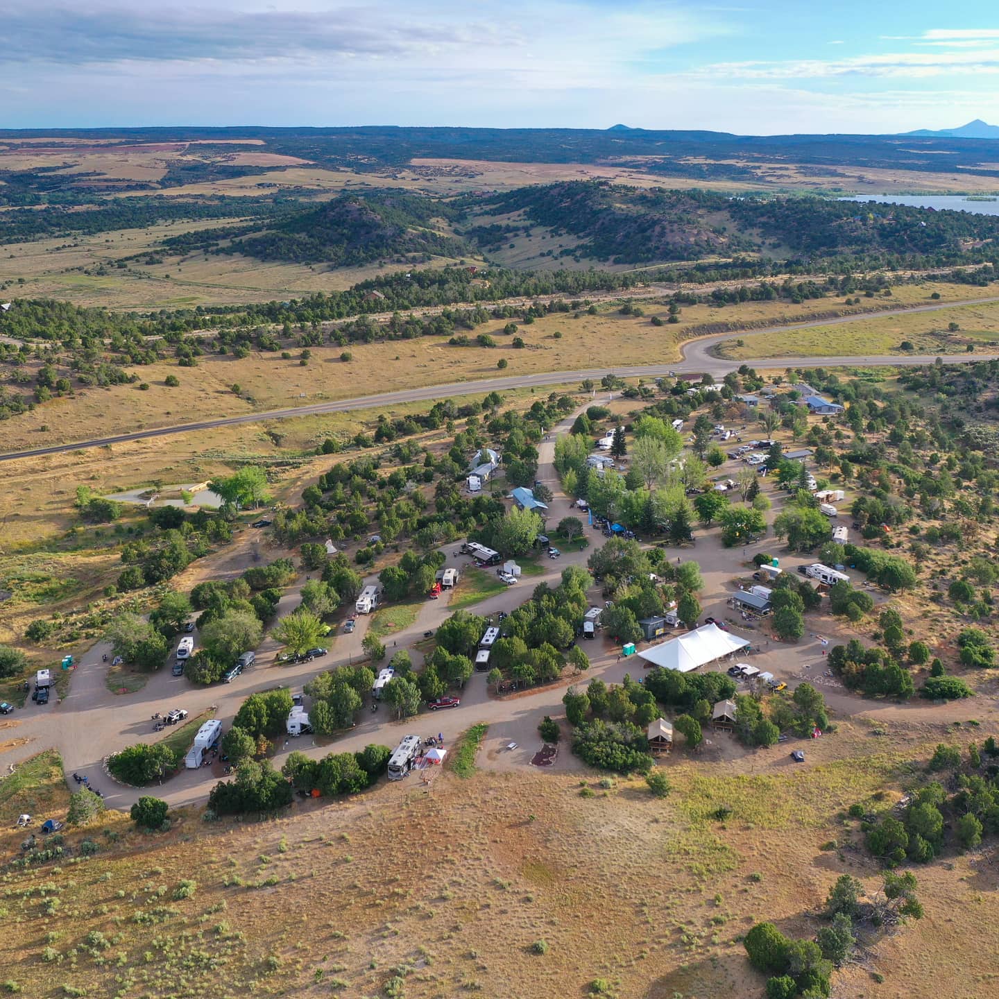 Aerial view of The Views RV Park and Campground in Dolores, Colorado