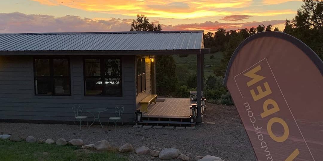 Sunset over the general store at The Views RV Park in Dolores, Colorado