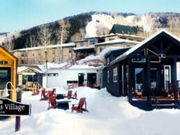 Wintertime looking at the Tiny Homes at Powderhorn Mountain Resort in Western Colorado