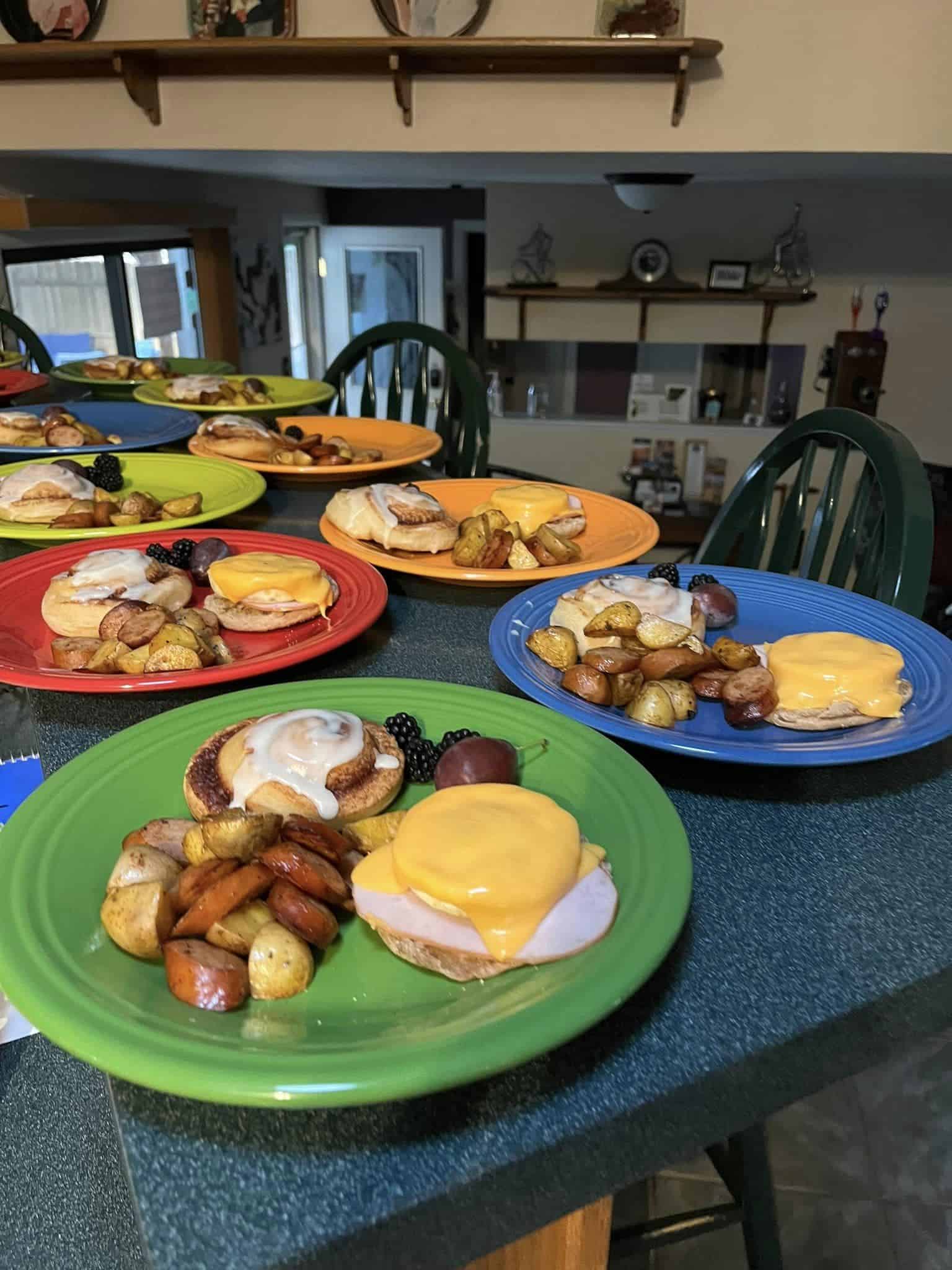 Breakfast plates at Vistas & Vineyards BnB in Palisade, Colorado