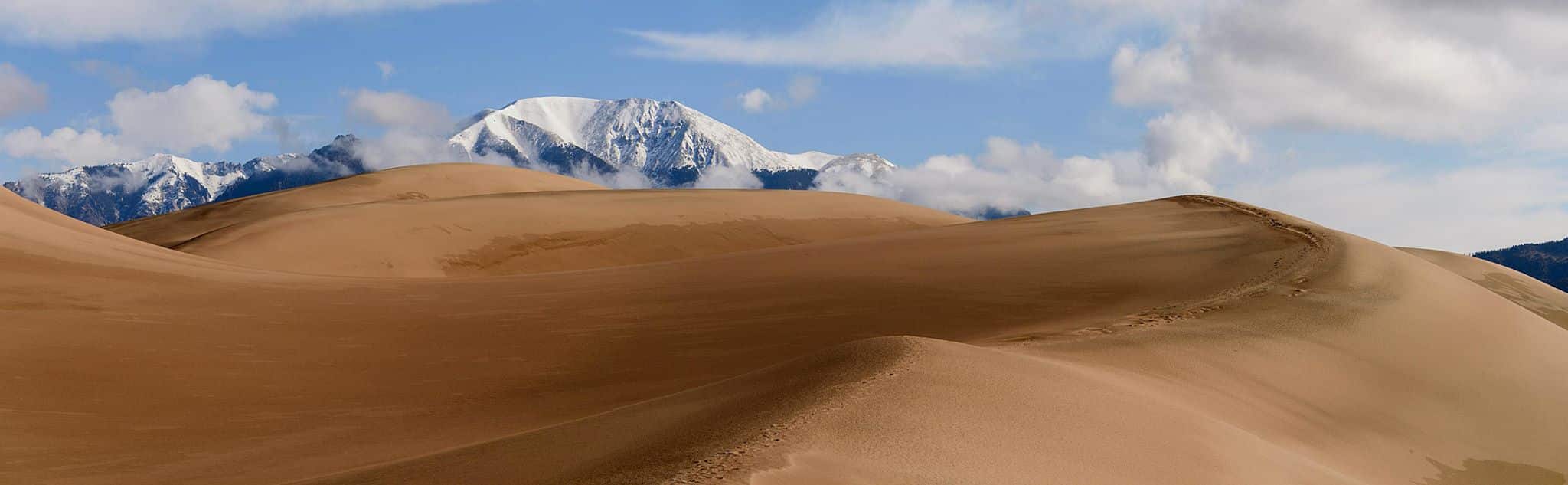 Massive sand dunes at Great Sand Dunes National Park near Mosca