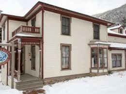 Winter snowy exterior of Rose Street Bed and Breakfast in Georgetown, Colorado