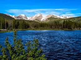 Beautiful late spring day at Sprague Lake in Rocky Mountain National Park, Colorado