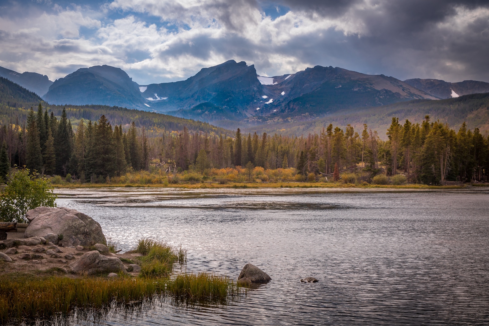 Clouds above Sprague Lake in Colorado