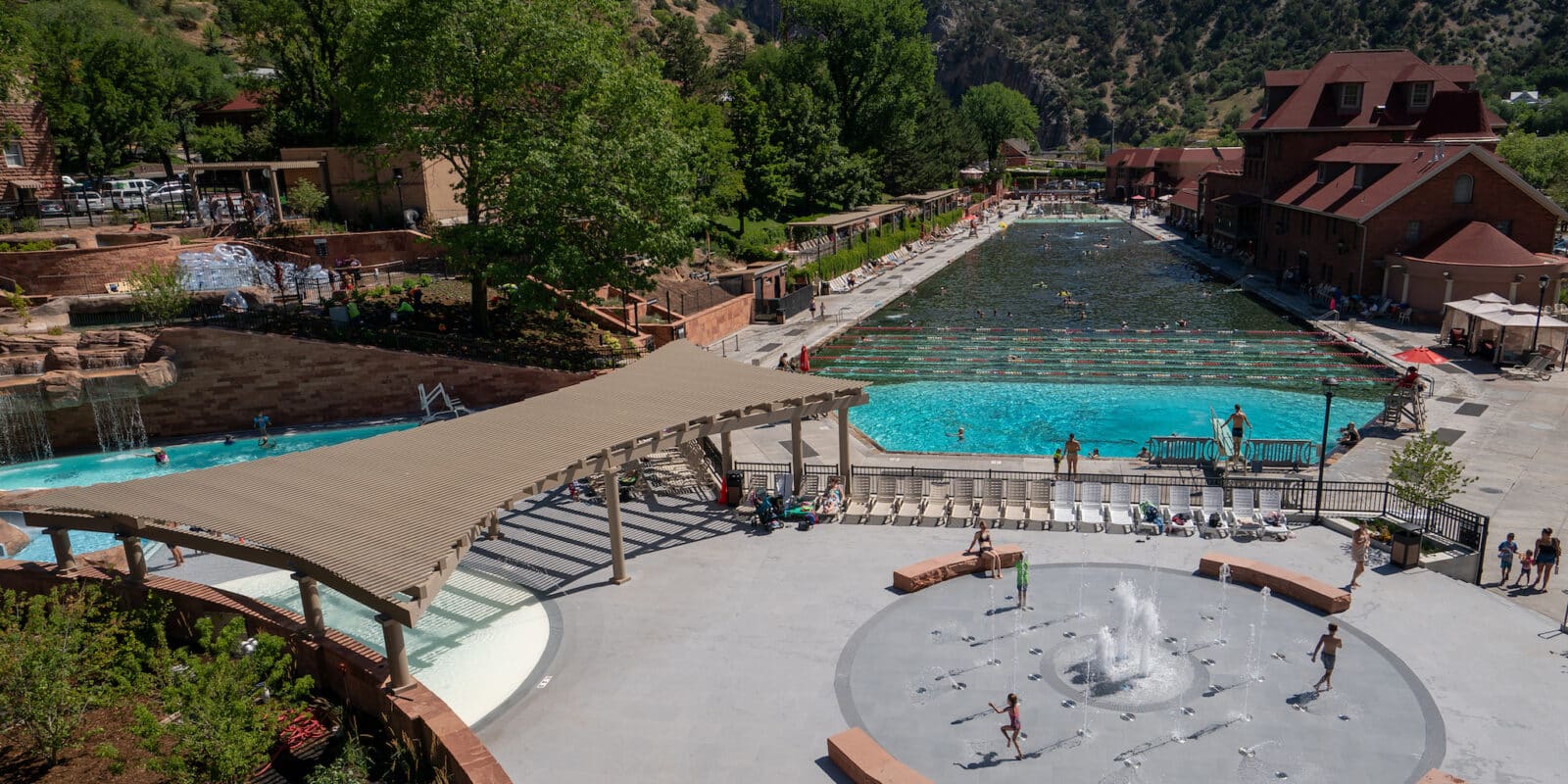 Aerial view of Glenwood Hot Springs Resort in Western Colorado