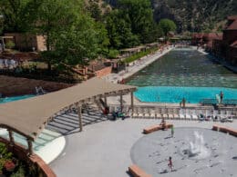 Aerial view of Glenwood Hot Springs Resort in Western Colorado