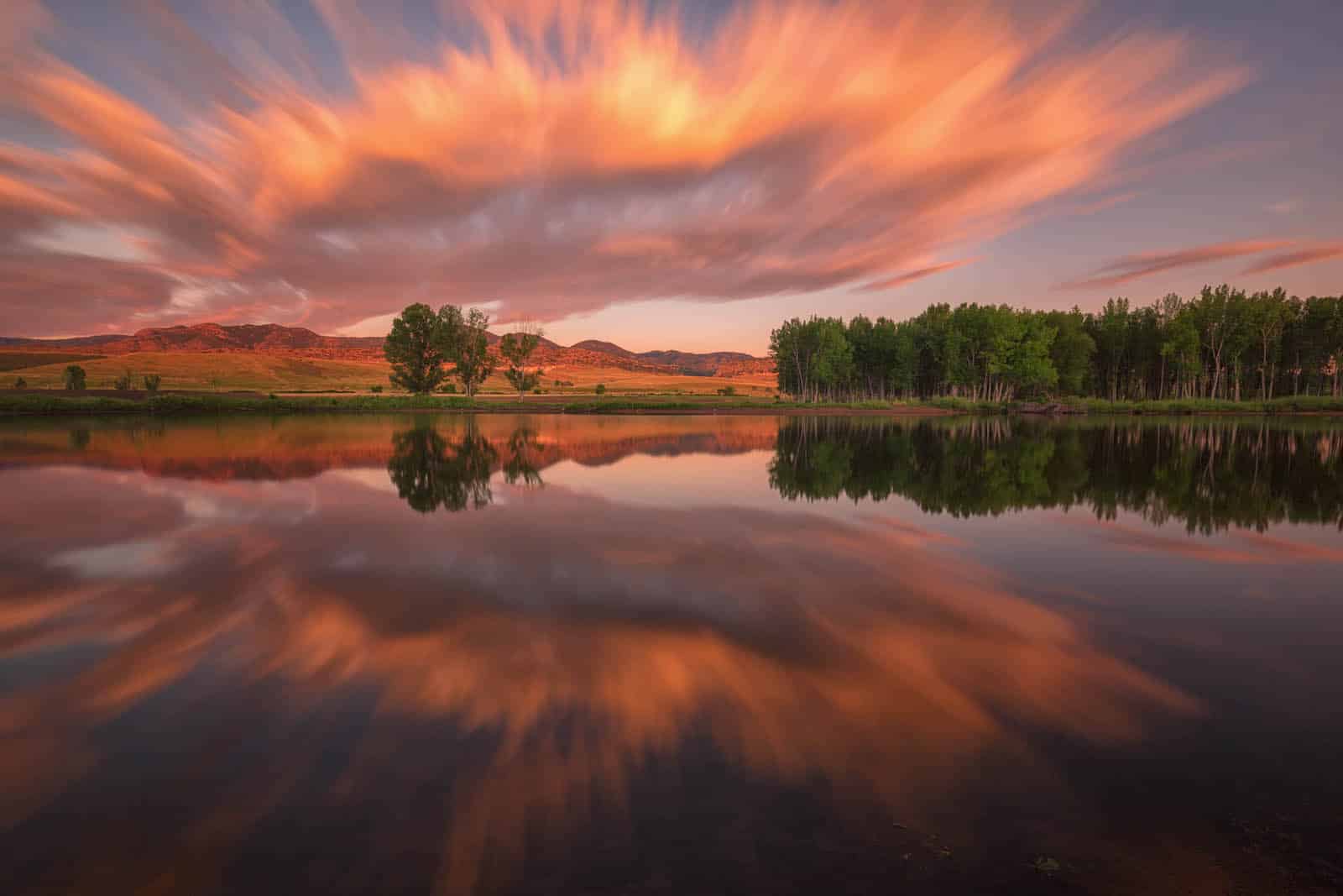 Morning clouds over Chatfield Reservoir in Colorado