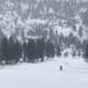Looking down the snowy slope at Lake City Ski Area in Colorado