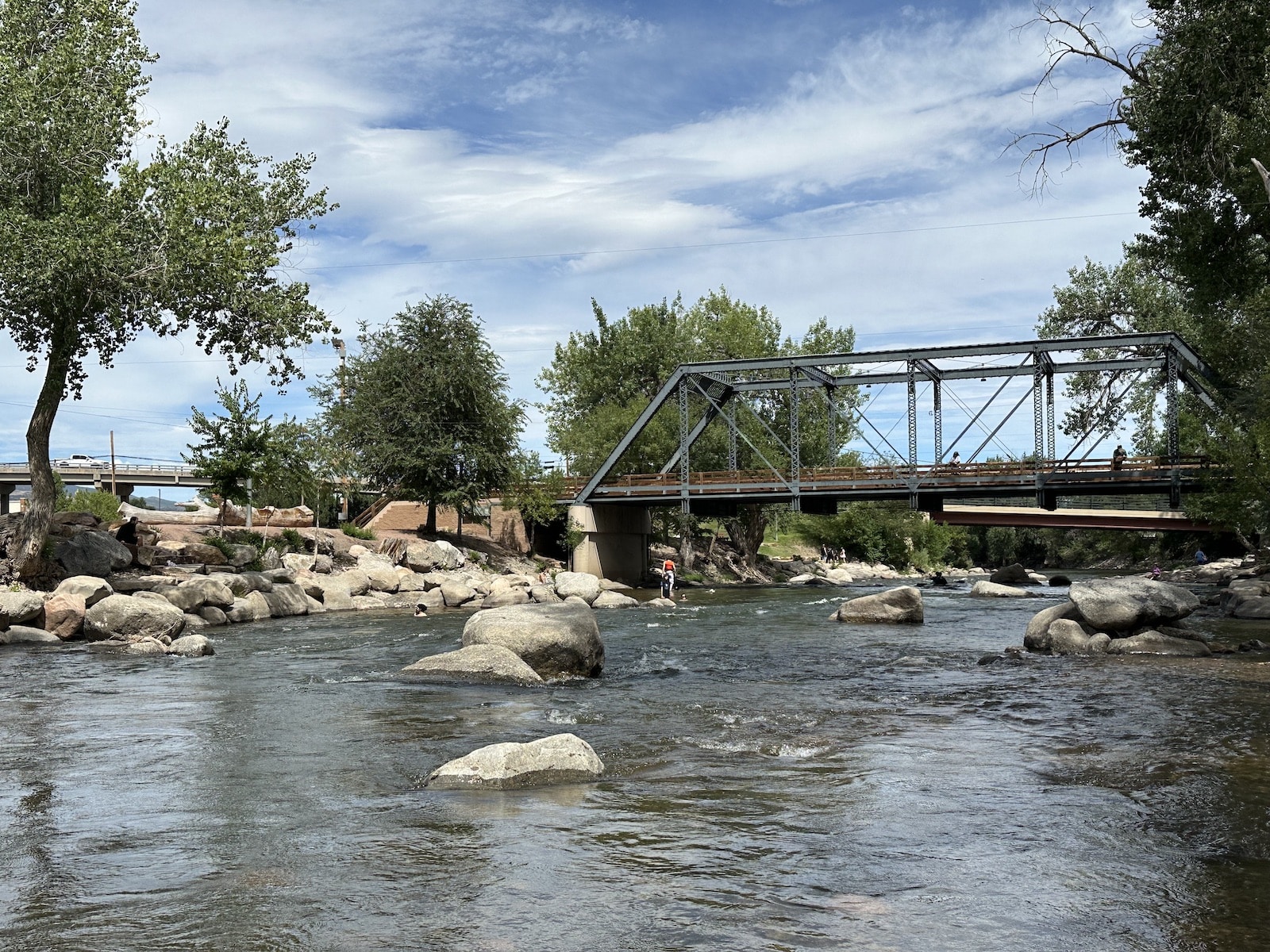 Foot bridge over the Arkansas River at the Canon City Whitewater Park
