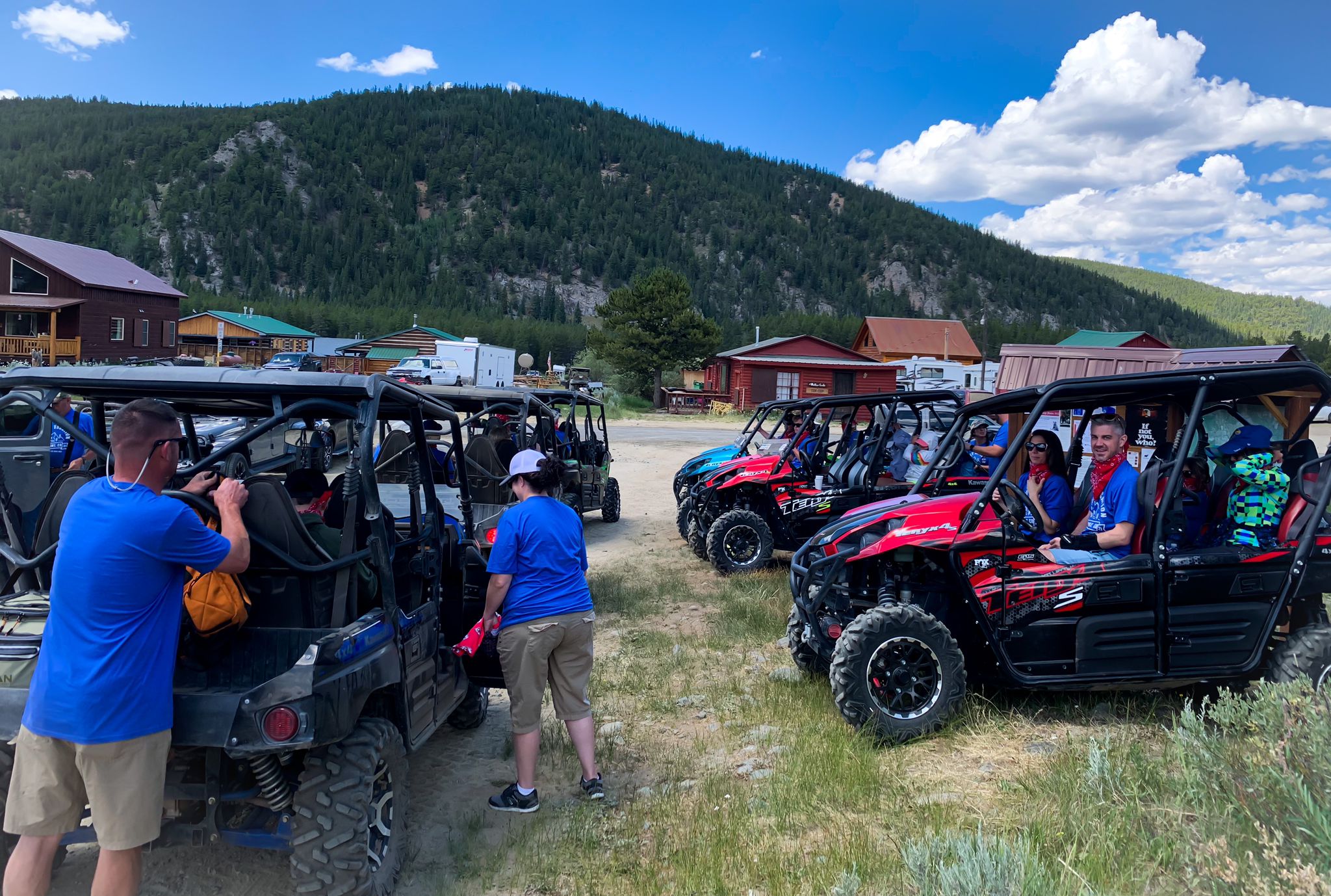 ATVs are lined up in Tincup, Colorado