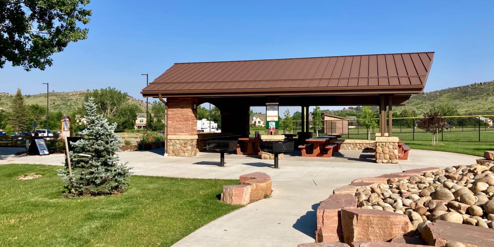 Shelter in summer in Bohn Park, Lyons