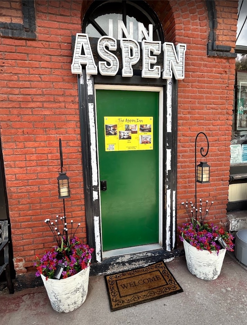 Exterior door of the Aspen Inn in Creede, Colorado