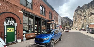 Exterior of the Aspen Inn looking north in downtown Creede, CO