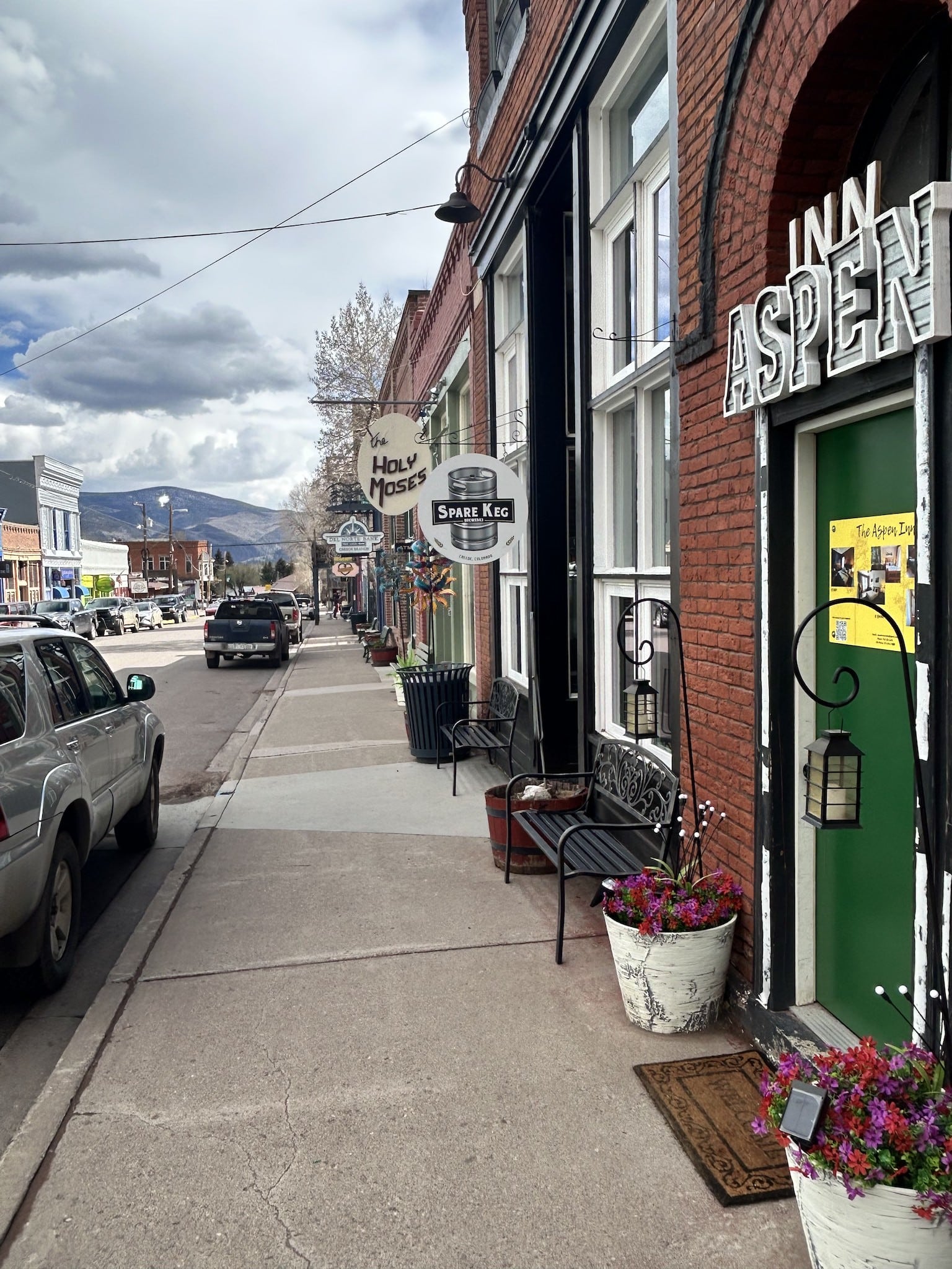 Exterior of the Aspen Inn looking south in downtown Creede, CO