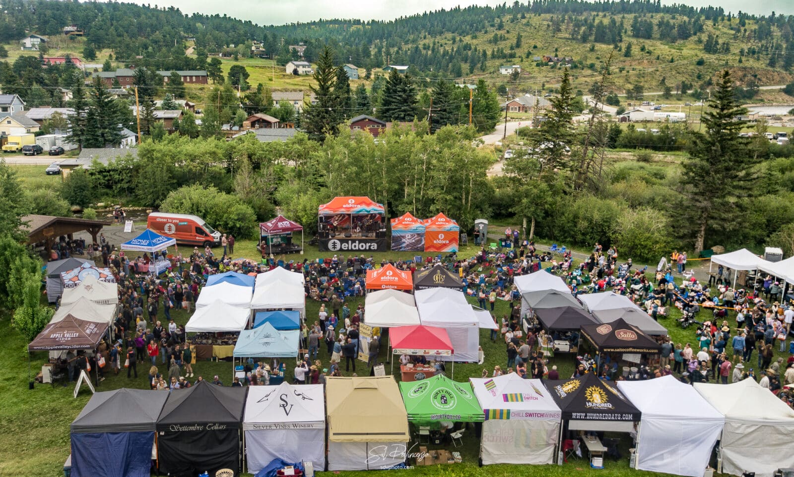 Aerial view of the 2023 Nederland Jazz & Wine Festival