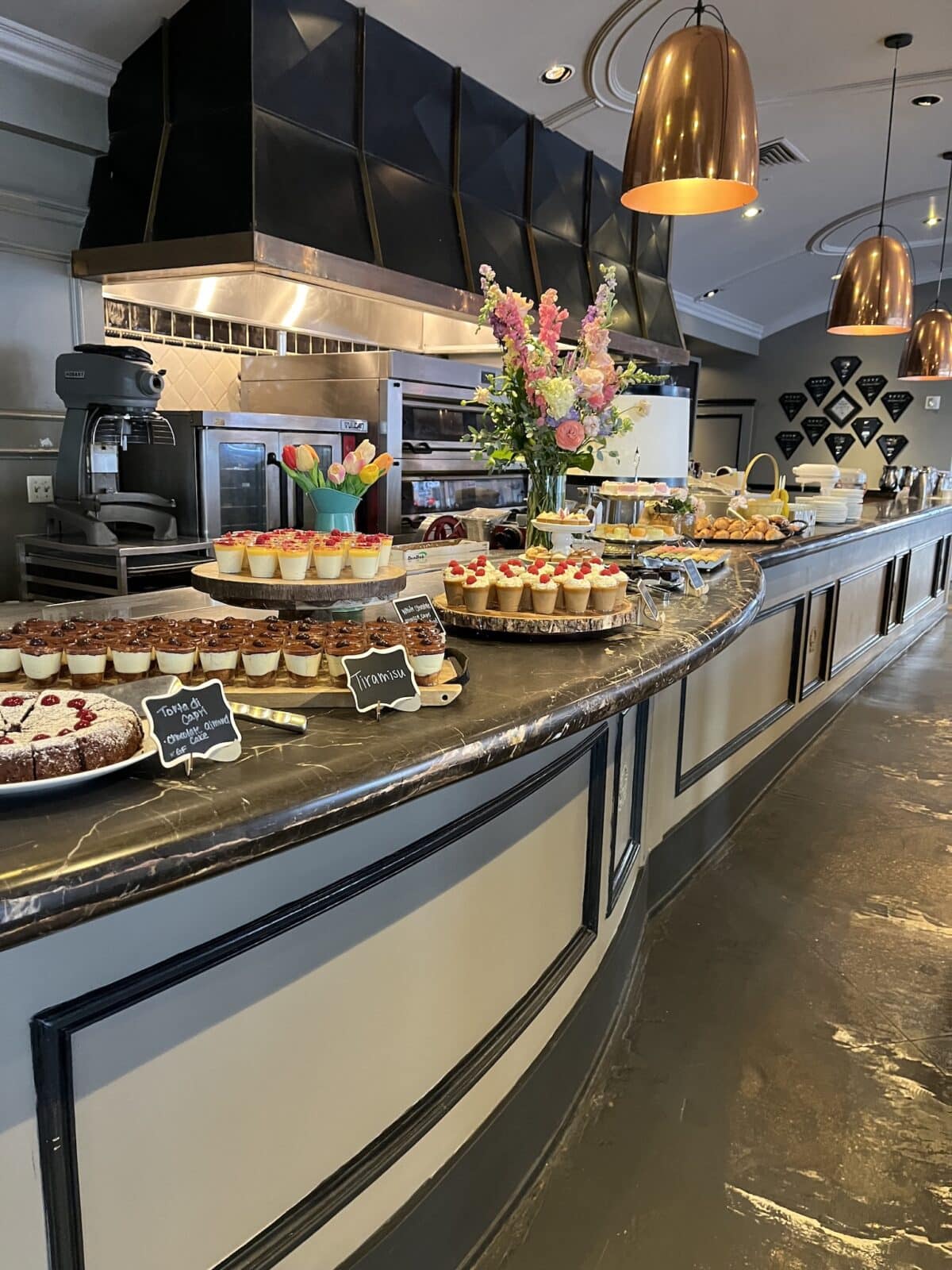 lineup of desserts for Panzano restaurant in Denver