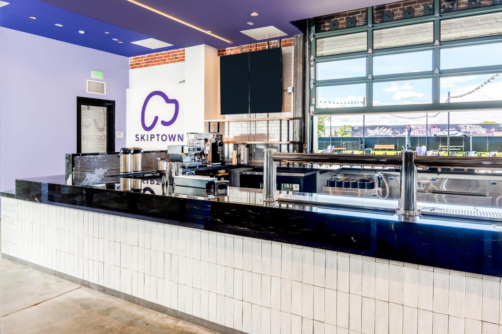 Indoor bar area at Skiptown in RiNo Denver