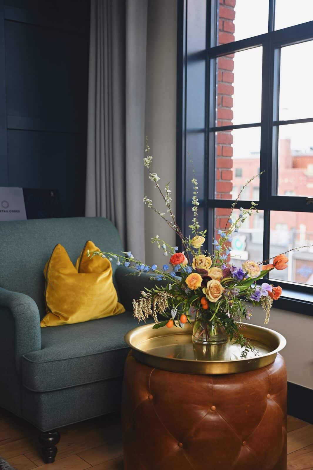 flower bouquet on display inside The Ramble Hotel