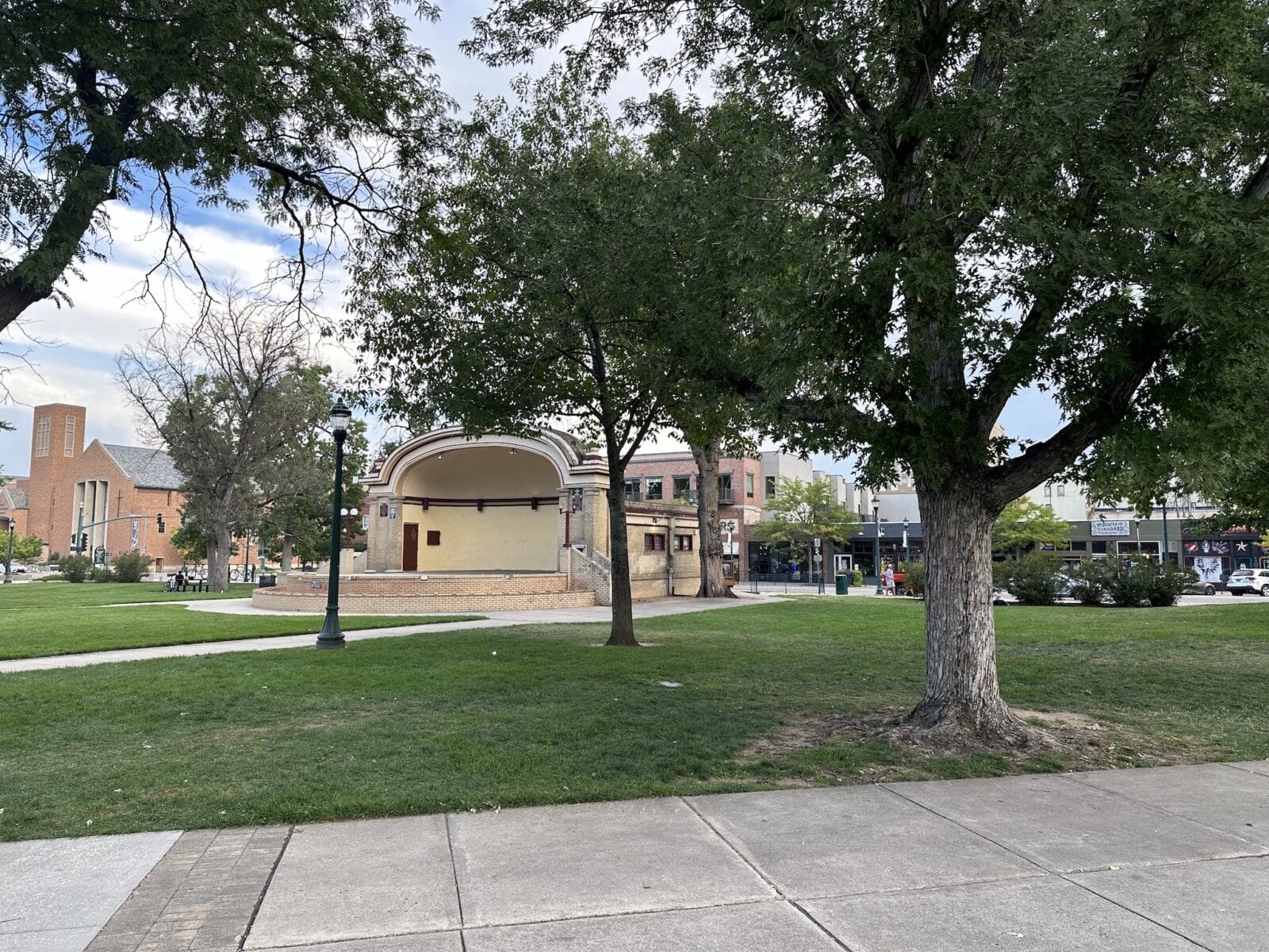 Stage outside for concerts in Acacia Park