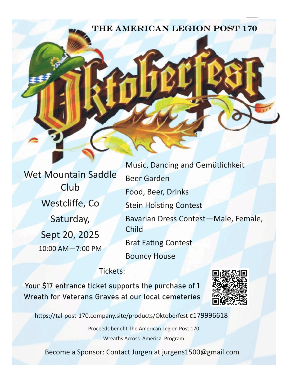 American Legion Post 170 Westcliffe Oktoberfest 2025 poster