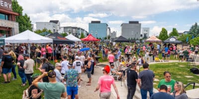 Overlooking a crowd at the Belgium Brew Fest in Denver