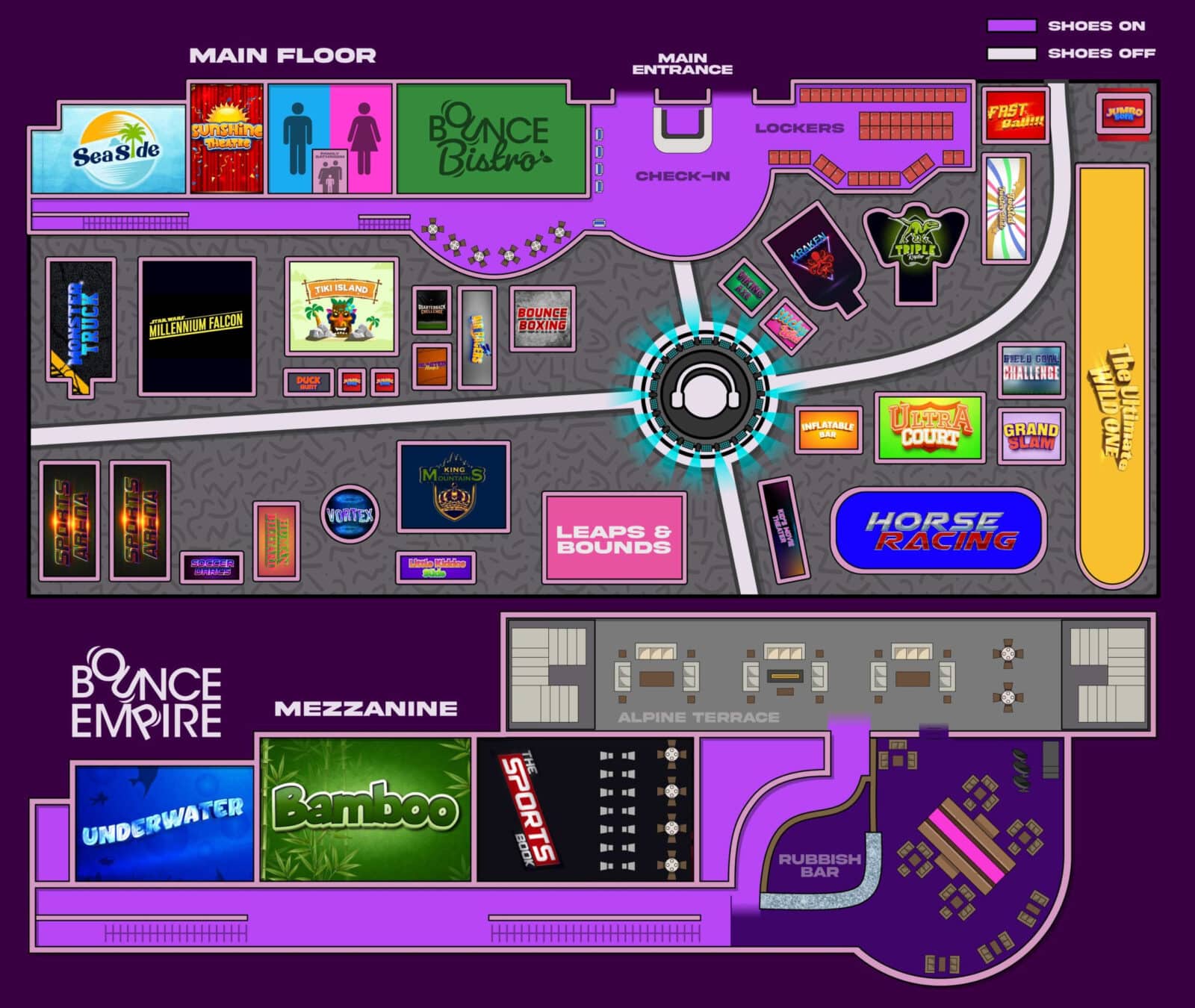 Map of Bounce Empire interior in Lafayette