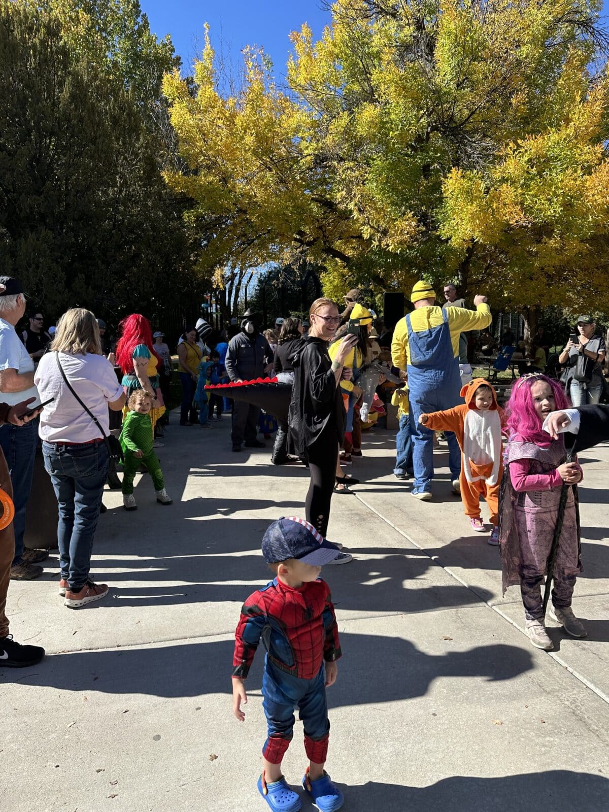 kid in spiderman costume at the Pueblo Zoo Boo