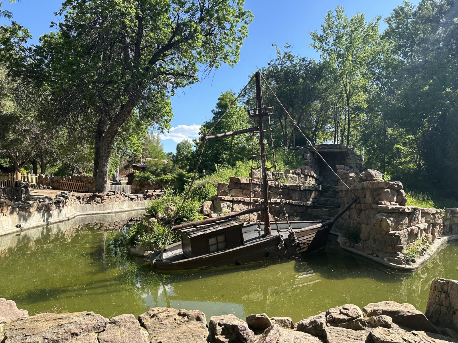 pirate ship in water at the Pueblo Zoo