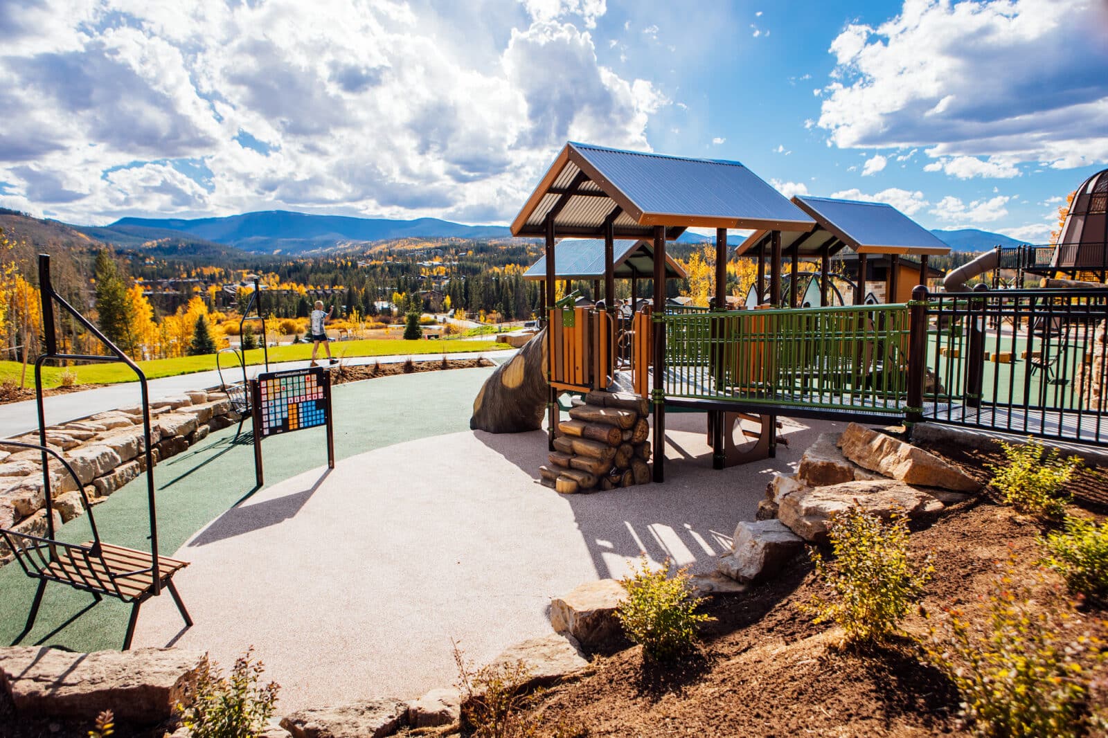 view of Idlewild Park adaptive playground equipment