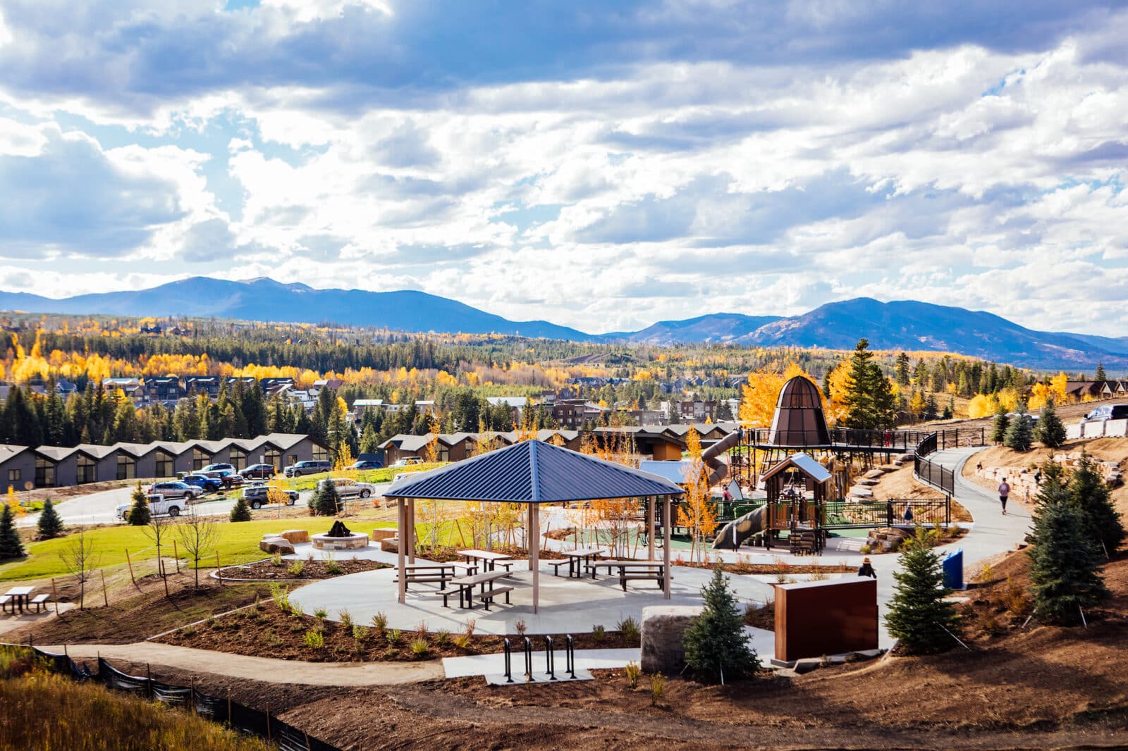 Idlewild Park with beautiful fall colors in Winter Park, Colorado