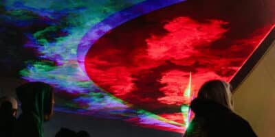 multi-color lighting effect in the sky a the Aurora Borealis Festival
