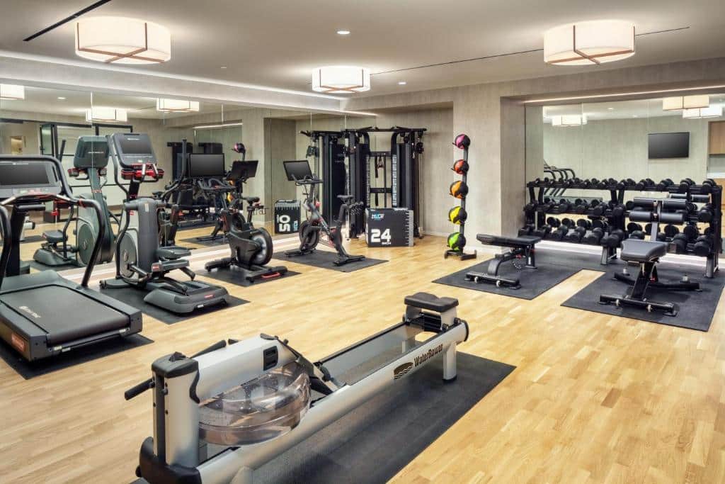 fitness center equipment at The Benson Hotel in Aurora, Colorado