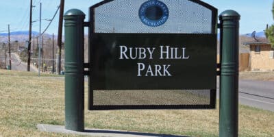sign reading Ruby Hill Park
