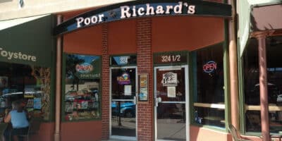 front entrance to Poor Richard's in Colorado Springs