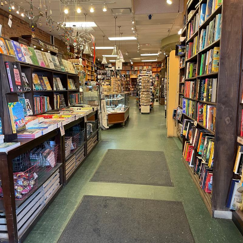 book shelfs inside bookstore at Poor Richard's in Colorado Springs