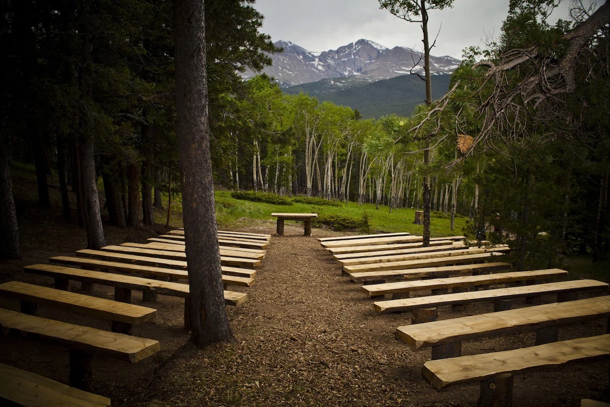 Outdoor wedding area at Dao House in Estes Park